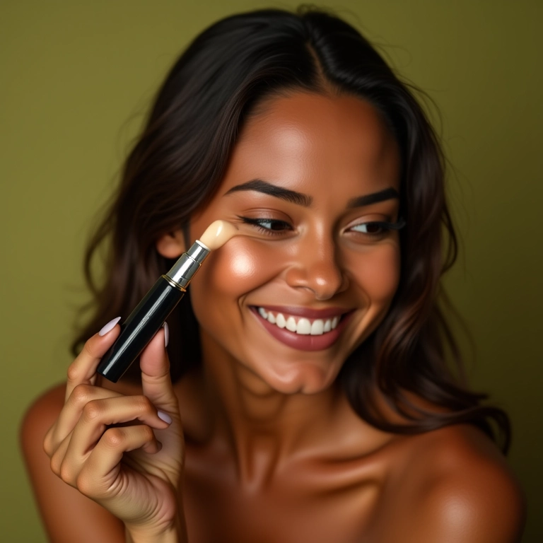 Maçãs do rosto iluminadas.