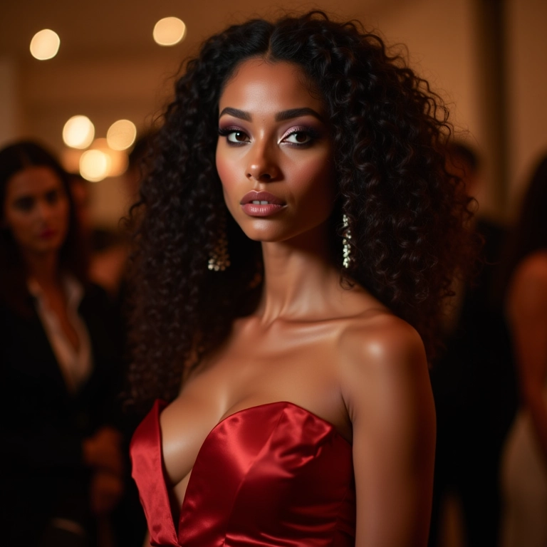 Madrinha com vestido marsala e maquiagem com olhos esfumados.