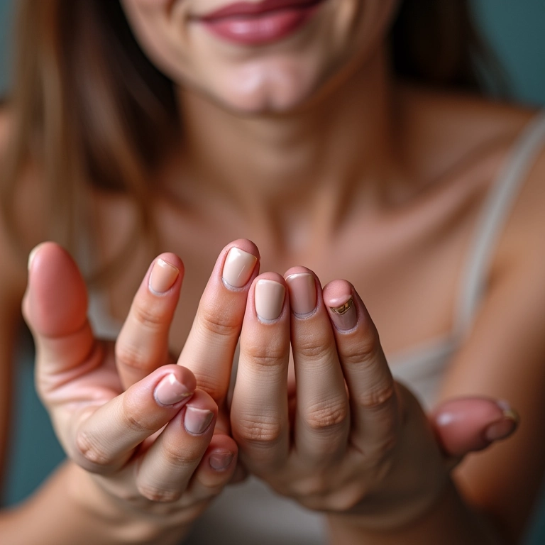 Mãos misturando diversos corretivos coloridos para criar tons personalizados.
