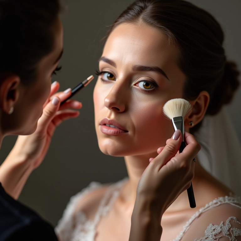 Maquiador profissional demonstrando a aplicação correta do iluminador.