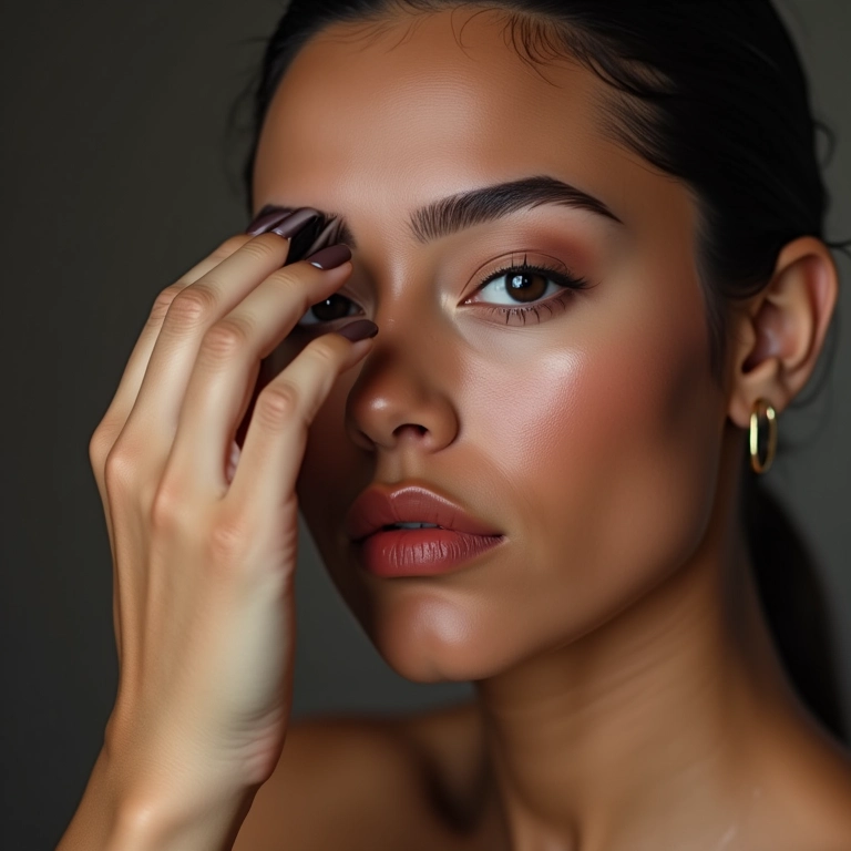 Maquiadora brasileira definindo sobrancelhas.