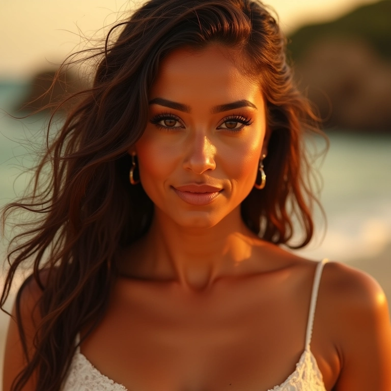 Maquiagem bronze para madrinha de casamento com pele morena.