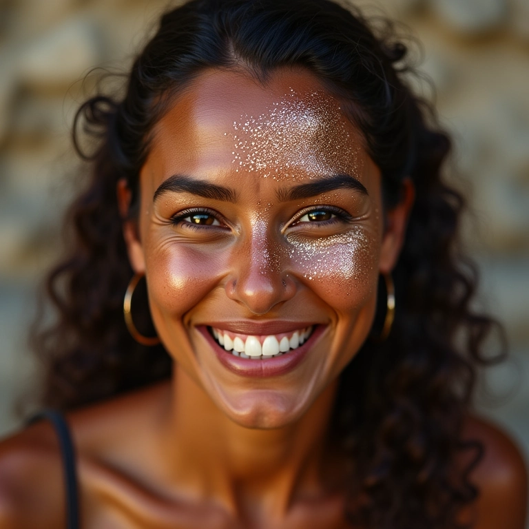 Maquiagem com glitter e brilho para Festa Junina.