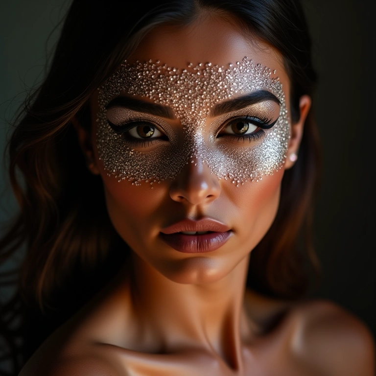 Maquiagem com strass brilhante para carnaval.