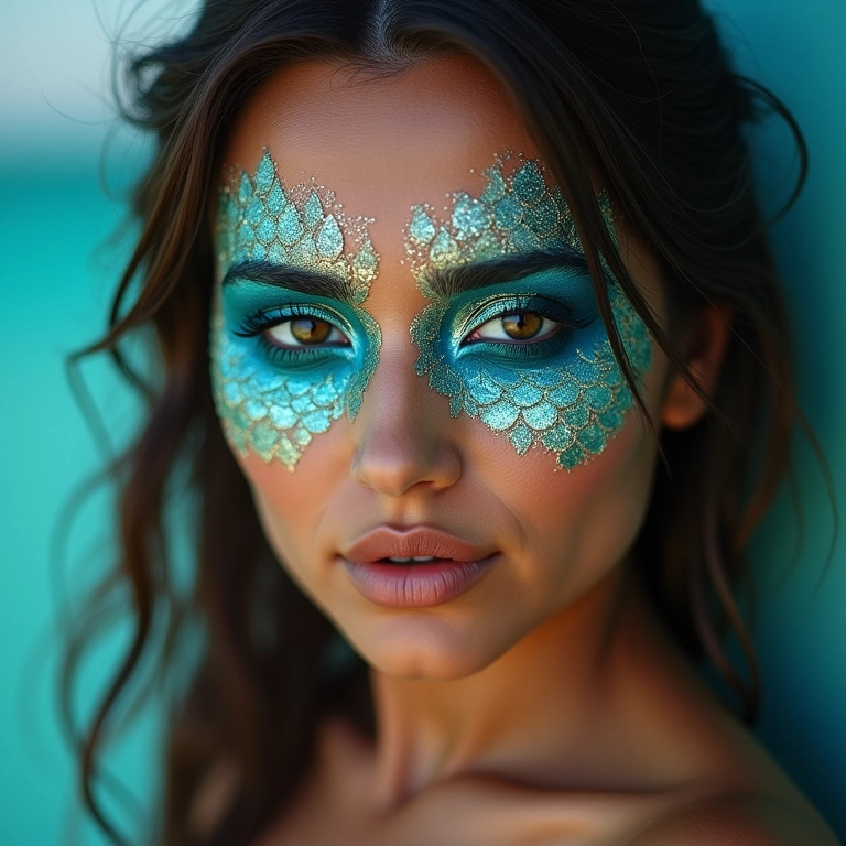 Maquiagem de carnaval inspirada em sereias.