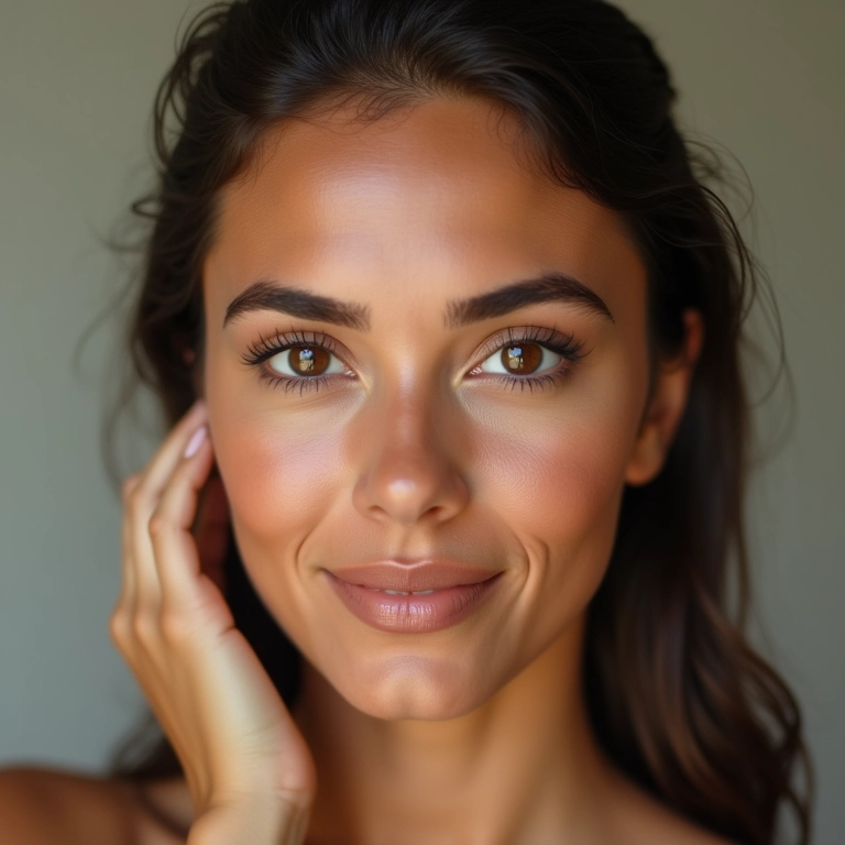 Maquiagem leve e natural com contorno invertido.