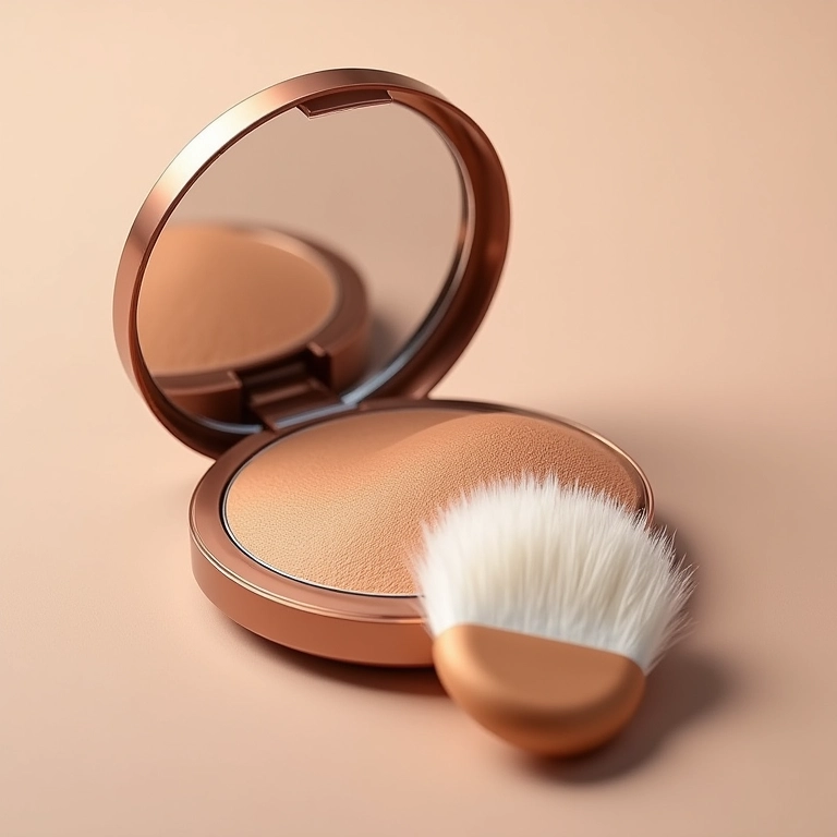 Maquiagem mineral em pó compacto.