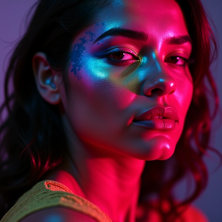 Maquiagem neon vibrante para carnaval.