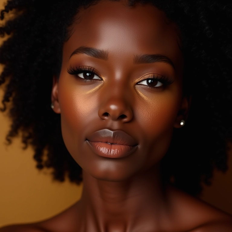 Maquiagem para debutante pele negra com tons quentes.