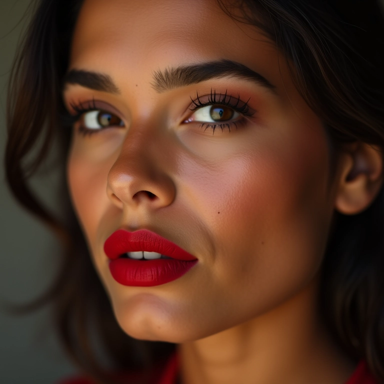 Maquiagem para Natal com boca tudo e olho nada.