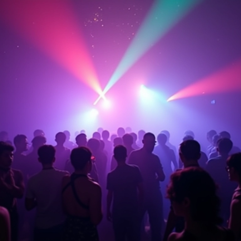 Máquina de fumaça criando atmosfera mística em festa brasileira.