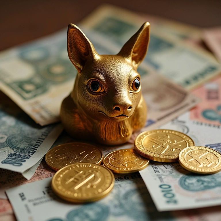 Máscara para cílios posicionada entre notas de dinheiro e moedas de ouro, representando custo-benefício.