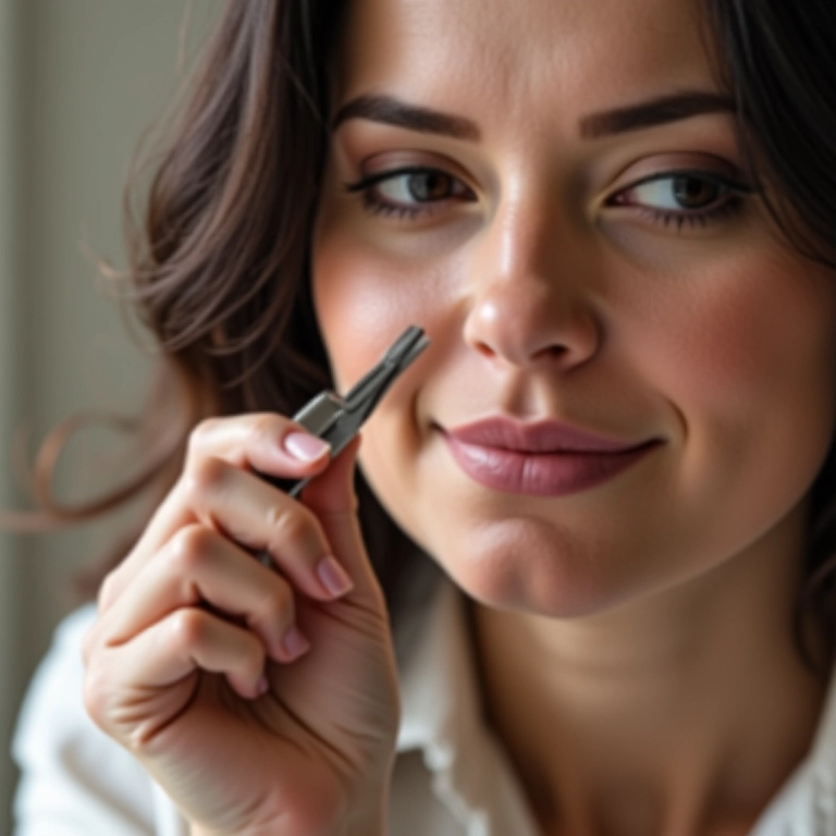 Medindo e cortando cílios postiços para ajuste perfeito.