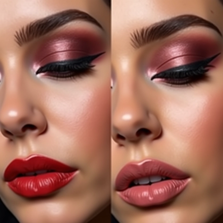 Mistura de texturas e acabamentos na maquiagem.