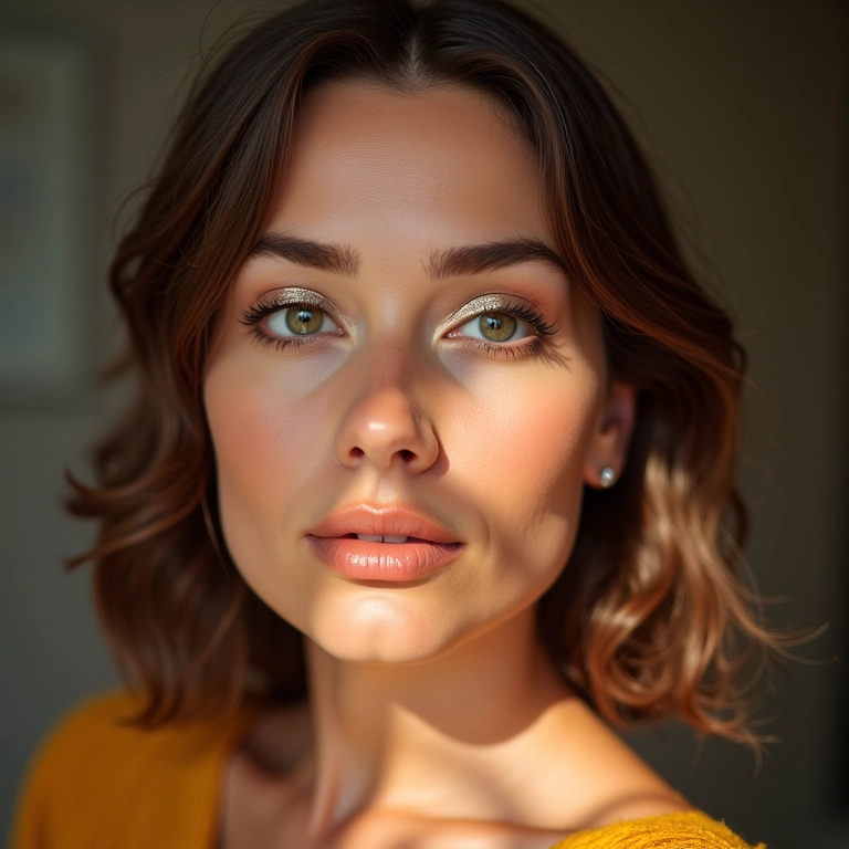 Modelo com sombra clara e iluminada no estilo da maquiagem dos anos 60.