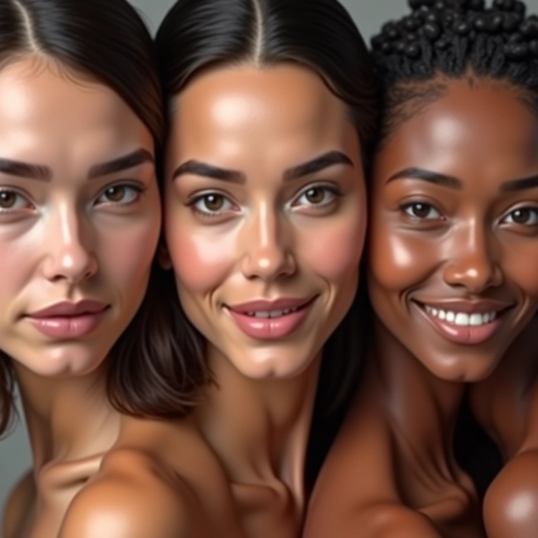 Modelos diversas usando base em bastão para todos os tons de pele.