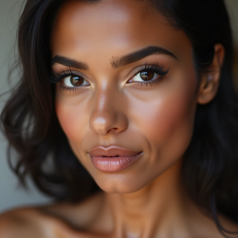 Mulher adaptando a maquiagem dos anos 60 aos seus traços únicos.