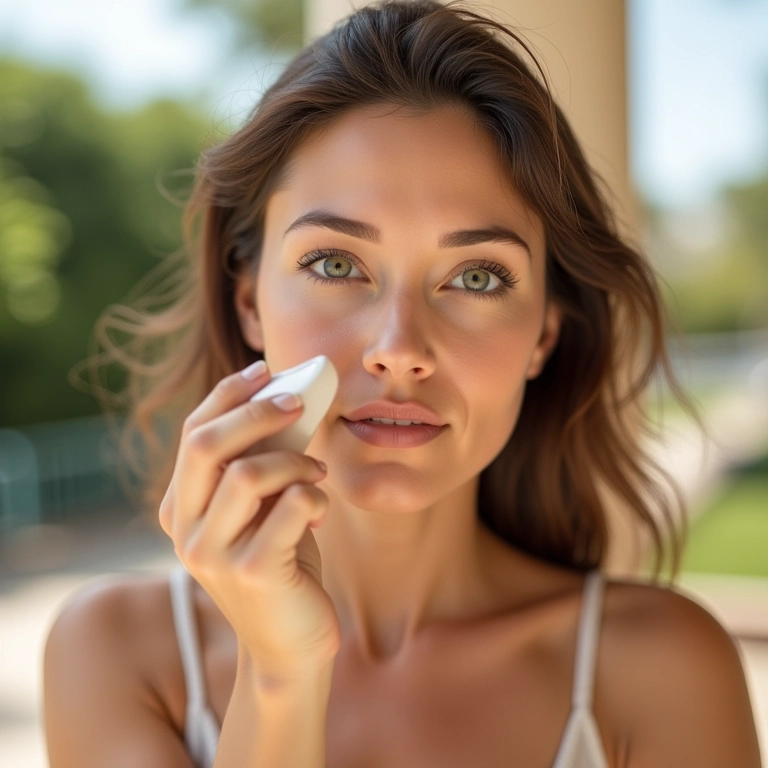 Mulher aplicando base de cobertura leve para o dia a dia.