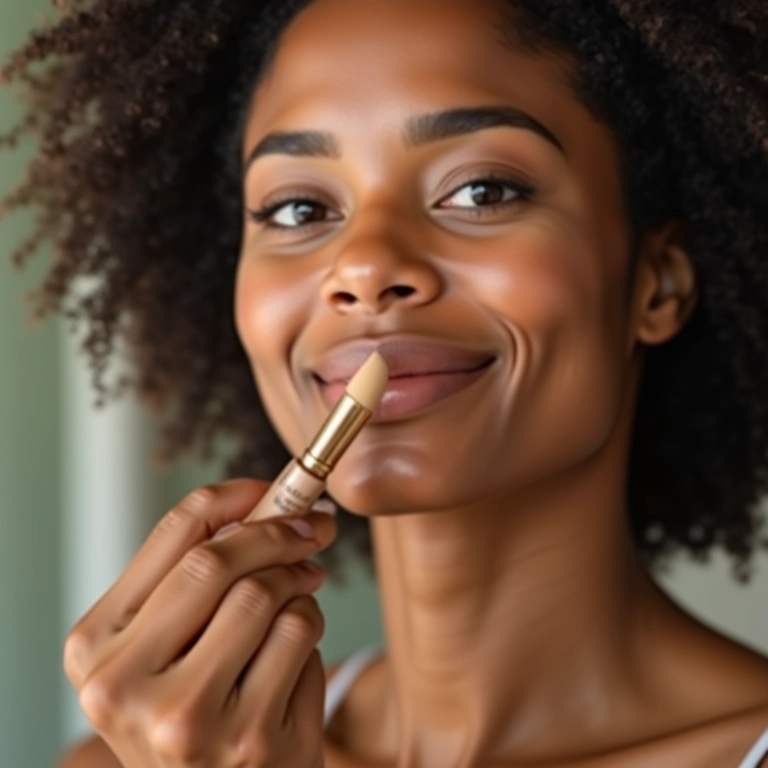 Mulher aplicando base para pele oleosa com maquiagem impecável.