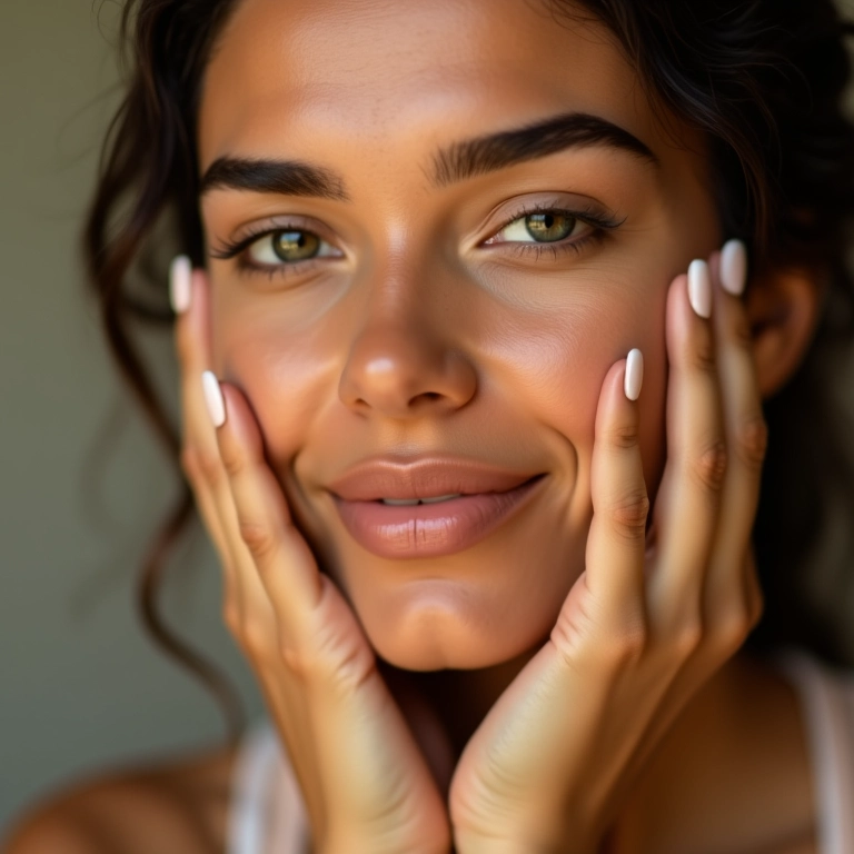 Mulher aplicando BB cream para pele seca, foco na hidratação.