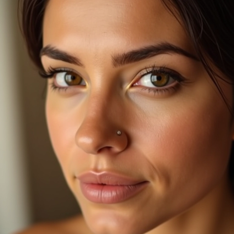 Mulher aplicando corretivo com flash refletindo, demonstrando cobertura.