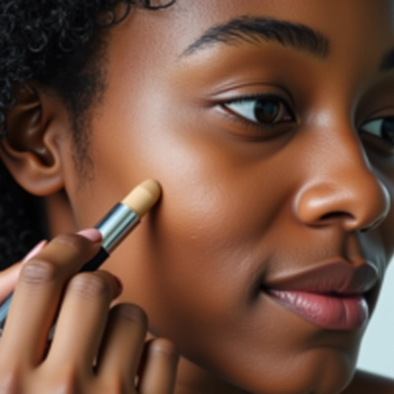 Mulher aplicando corretivo em espinha