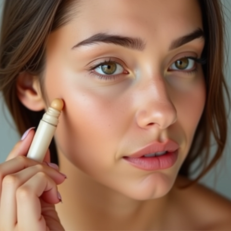 Mulher aplicando corretivo hidratante para pele seca.