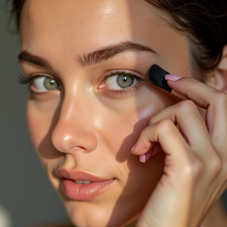 Mulher aplicando corretivo para uma pele perfeita.