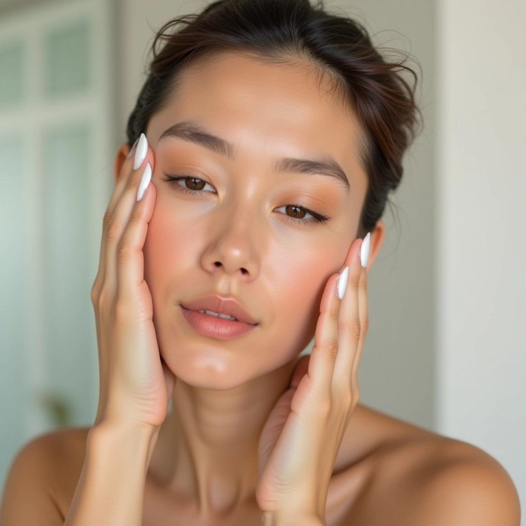 Mulher aplicando hidratante com cor.