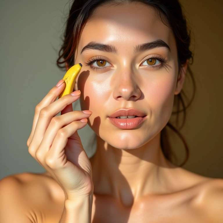 Mulher aplicando pó banana à prova d'água.