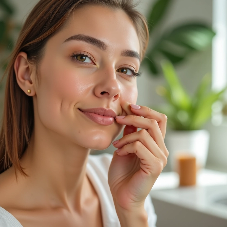 Mulher aplicando primer em bastão no rosto
