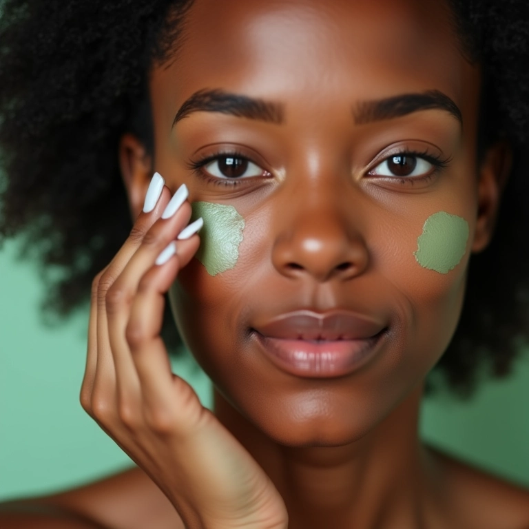 Mulher aplicando primer verde para rosácea.
