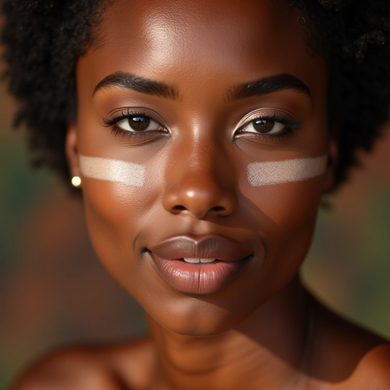 Mulher aplicando sombra neutra com pincel, maquiagem suave.