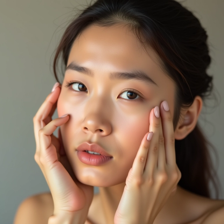 Mulher asiática aplicando corretivo matte de longa duração para pele oleosa.