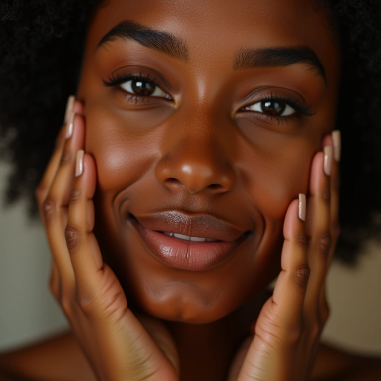 Mulher brasileira aplicando base hidratante para uma pele iluminada.