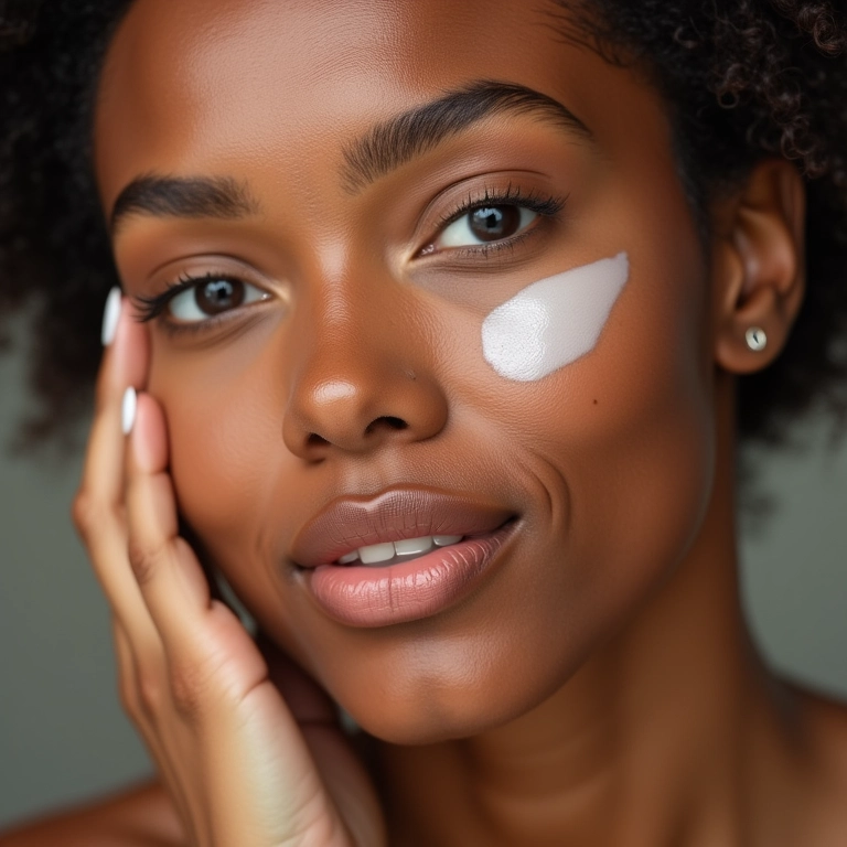 Mulher brasileira aplicando BB cream de alta cobertura.