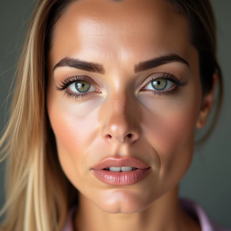 Mulher brasileira aplicando maquiagem para pálpebras caídas com resultado visível.