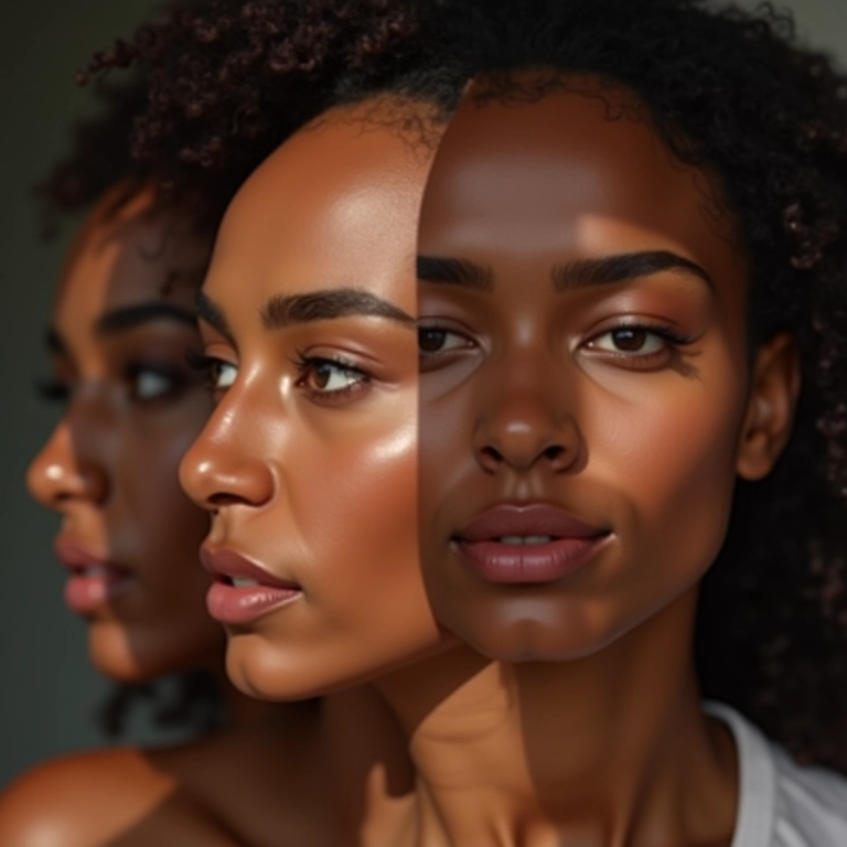 Mulher brasileira avaliando tons de corretivo para seu tipo de pele.