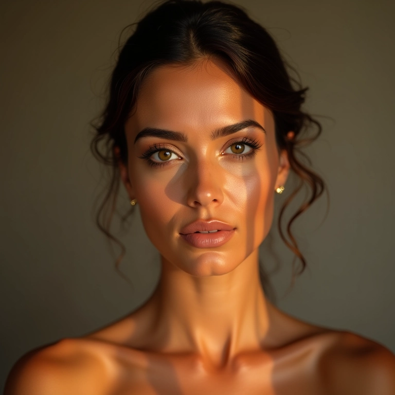 Mulher brasileira elegante com maquiagem impecável para casamento noturno.