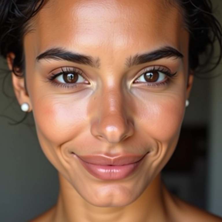 Mulher brasileira mostrando maquiagem de contorno para afinar o rosto.