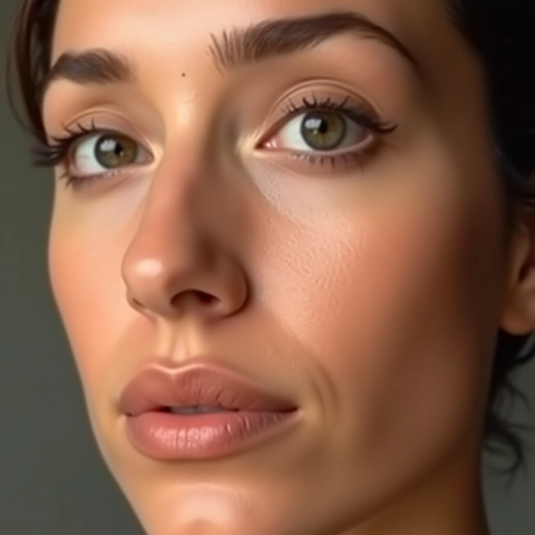 Mulher com base em bastão com acabamento matte, close-up.