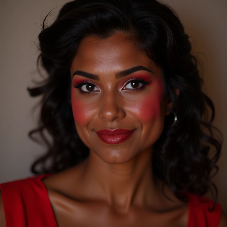 Mulher com maquiagem adaptada para festa temática anos 80.