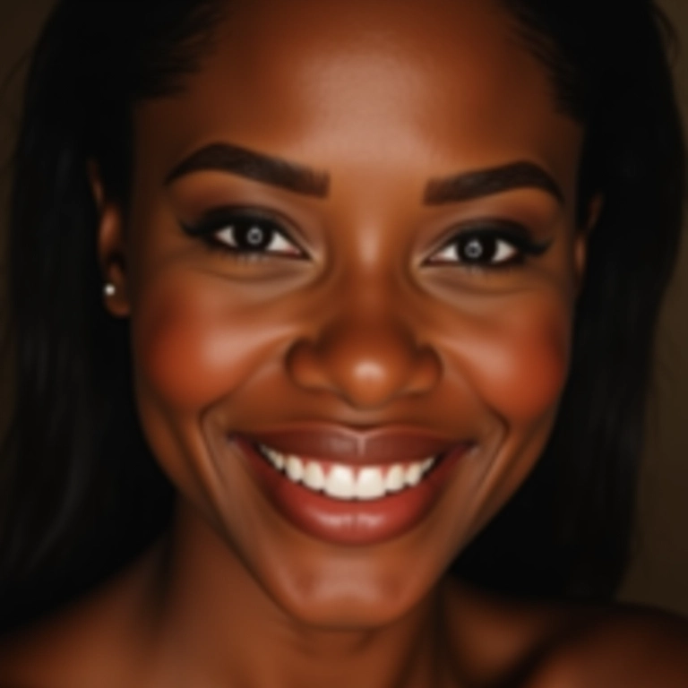 Mulher com maquiagem bronzeada impecável, pronta para a noite.