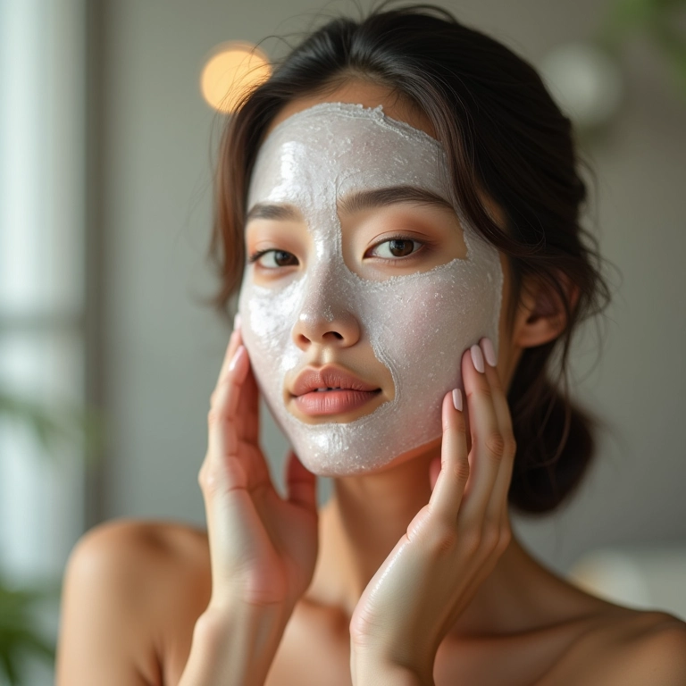Mulher com pele limpa após usar máscara facial com pó de diamante.