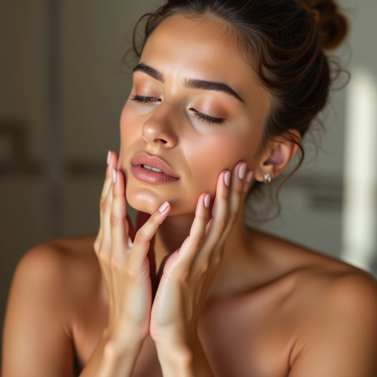 Mulher com pele oleosa aplicando base com niacinamida para controle da oleosidade.