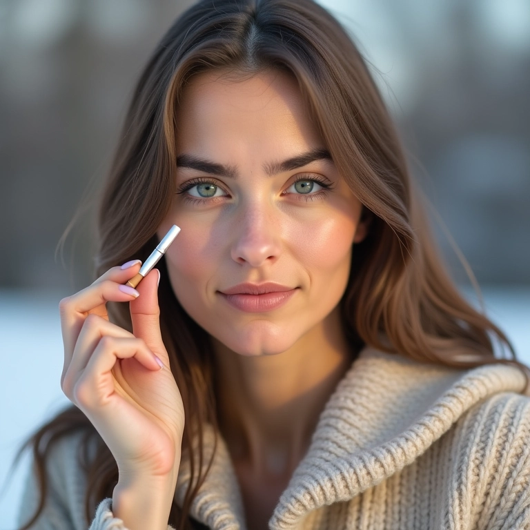 Mulher com pele oleosa aplicando corretivo oil-free no inverno.