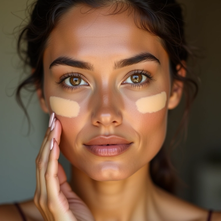 Mulher com pele oleosa usando corretivo em bastão matte.