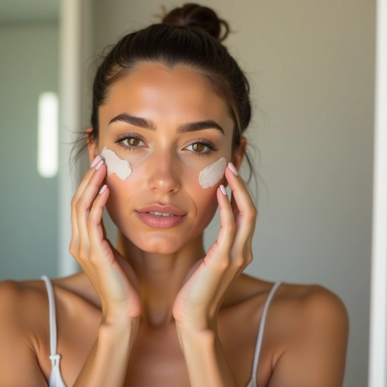 Mulher com pele oleosa usando demaquilante oil-free