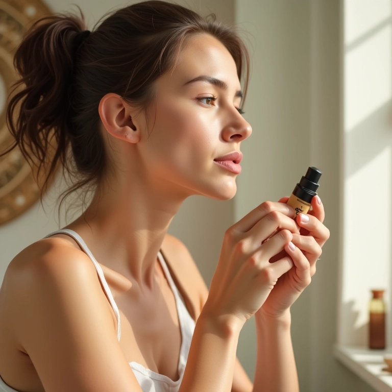 Mulher com pele seca aplicando base hidratante.