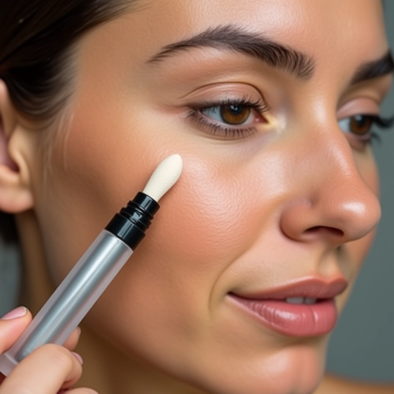 Mulher com pele seca aplicando corretivo natural hidratante.